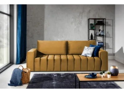 NABBI Losta rozkladacia pohovka s úložným priestorom zlatá