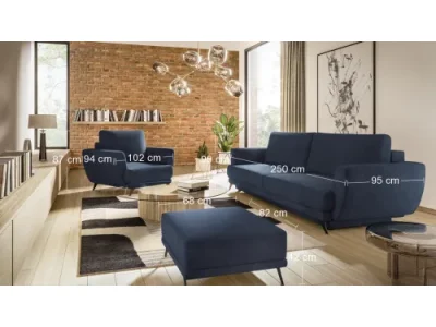 Detail produktu NABBI Meri 3+1+1 rozkladacia sedacia súprava s úložným priestorom tmavomodrá