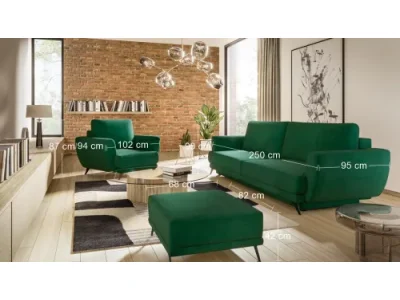 Detail produktu NABBI Meri 3+1+1 rozkladacia sedacia súprava s úložným priestorom tmavozelená