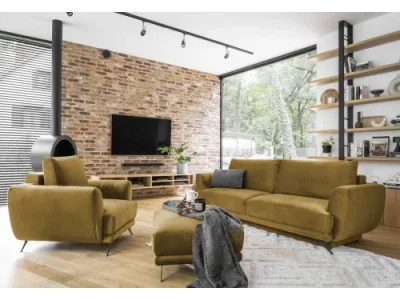 NABBI Meri 3+1+1 rozkladacia sedacia súprava s úložným priestorom horčicová