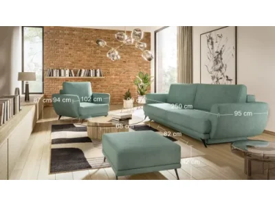 Detail produktu NABBI Meri 3+1+1 rozkladacia sedacia súprava s úložným priestorom mentolová