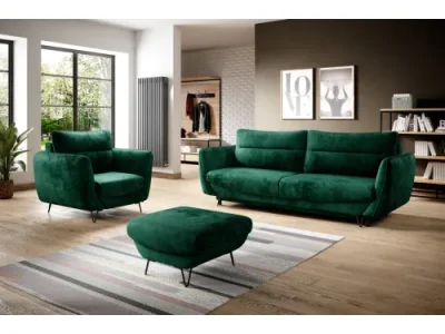 NABBI Salma 3+1+1 rozkladacia sedacia súprava s úložným priestorom tmavozelená