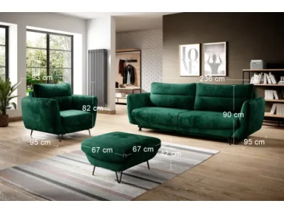 Detail produktu NABBI Salma 3+1+1 rozkladacia sedacia súprava s úložným priestorom tmavozelená