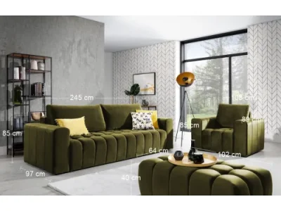 Detail produktu NABBI Losta 3+1+1 rozkladacia sedacia súprava s úložným priestorom svetlozelená