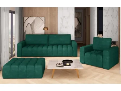 NABBI Losta 3+1+1 rozkladacia sedacia súprava s úložným priestorom tmavozelená