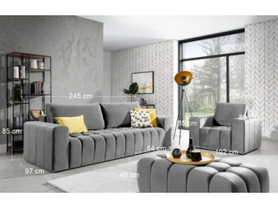 Detail produktu NABBI Losta 3+1+1 rozkladacia sedacia súprava s úložným priestorom svetlosivá