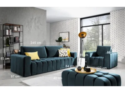 Detail produktu NABBI Losta 3+1+1 rozkladacia sedacia súprava s úložným priestorom tmavomodrá