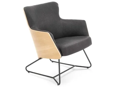 HALMAR Chillout dizajnové kreslo tmavosivá / dub prírodný / čierna
