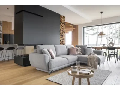 Detail produktu NABBI Leona P rohová sedačka s rozkladom a úložným priestorom tmavosivá