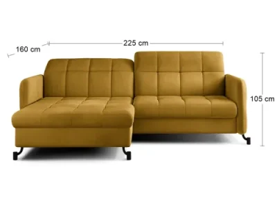 Detail produktu NABBI Lante L rohová sedačka s rozkladom a úložným priestorom zlatá