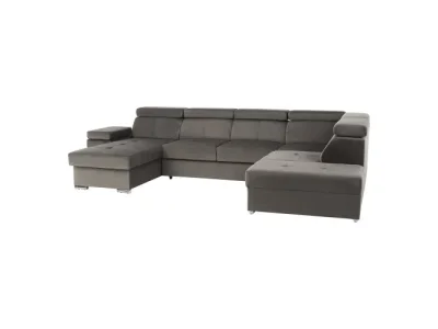 KONDELA Lamora U P rohová sedačka u s rozkladom a úložným priestorom sivohnedá (taupe)