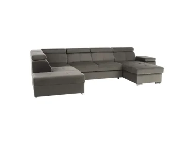 KONDELA Lamora U L rohová sedačka u s rozkladom a úložným priestorom sivohnedá (taupe)