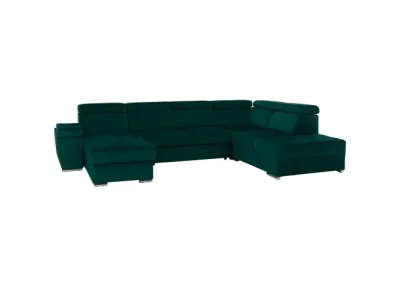 KONDELA Lamora U P rohová sedačka u s rozkladom a úložným priestorom smaragdová