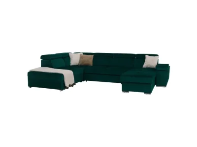 Detail produktu KONDELA Lamora U L rohová sedačka u s rozkladom a úložným priestorom smaragdová