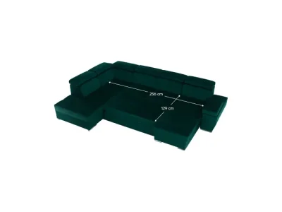Detail produktu KONDELA Lamora U L rohová sedačka u s rozkladom a úložným priestorom smaragdová