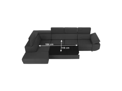 Detail produktu KONDELA Mavis L rohová sedačka s rozkladom a úložným priestorom tmavosivá