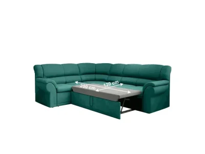 Detail produktu KONDELA Amelia L rohová sedačka s rozkladom a úložným priestorom smaragdová