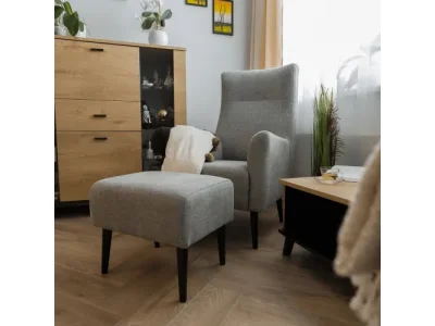 Detail produktu KONDELA Samy kreslo (ušiak) sivá / čierna