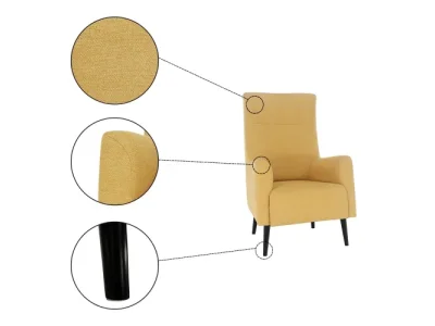 Detail produktu KONDELA Samy kreslo (ušiak) žltá / čierna