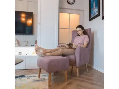 Detail produktu KONDELA Samy kreslo (ušiak) staroružová / buk