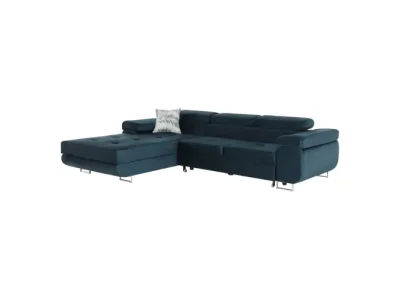 KONDELA Amareta L rohová sedačka s rozkladom a úložným priestorom modrá