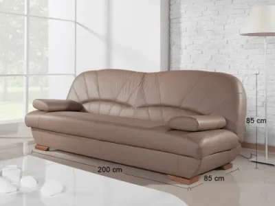 Detail produktu PYKA Galicja kožená trojsedačka s rozkladom a úložným priestorom drevo D3 / cappuccino