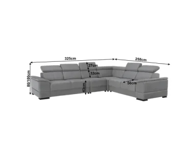Detail produktu KONDELA Segoria L rohová sedačka sivá