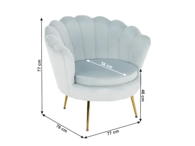 Detail produktu KONDELA Noblin kreslo sivomodrá (Velvet) / zlatá