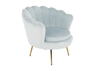 Detail produktu KONDELA Noblin kreslo sivomodrá (Velvet) / zlatá