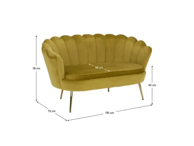 Detail produktu KONDELA Noblin dvojsedačka horčicová (Velvet) / zlatá