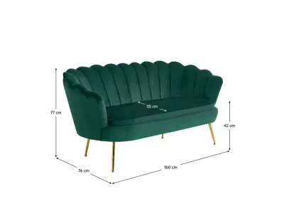 Detail produktu KONDELA Noblin pohovka zelená (Velvet) / zlatá