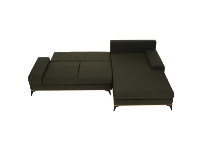Detail produktu KONDELA Selby P rohová sedačka s rozkladom a úložným priestorom zelená / čierna / prírodná