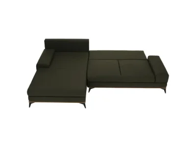 Detail produktu KONDELA Selby L rohová sedačka s rozkladom a úložným priestorom zelená / čierna / prírodná