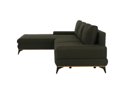 Detail produktu KONDELA Selby L rohová sedačka s rozkladom a úložným priestorom zelená / čierna / prírodná