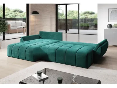 Detail produktu KONDELA Beld Roh L/P rohová sedačka s rozkladom a úložným priestorom smaragdová