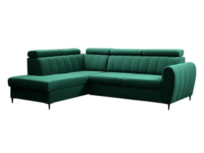 KONDELA Korio L L rohová sedačka s rozkladom a úložným priestorom smaragdová / čierna