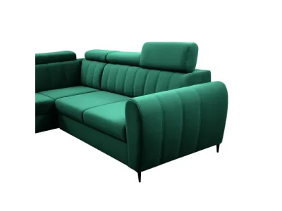 Detail produktu KONDELA Korio L L rohová sedačka s rozkladom a úložným priestorom smaragdová / čierna