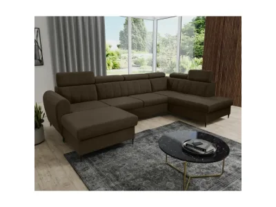 KONDELA Korio U L rohová sedačka u s rozkladom a úložným priestorom hnedá / čierna