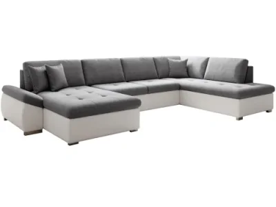 Detail produktu KONDELA Matar U P rohová sedačka u s rozkladom biela / sivá