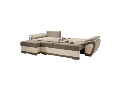 Detail produktu KONDELA Enif Roh L rohová sedačka s rozkladom a úložným priestorom béžová / svetlohnedá