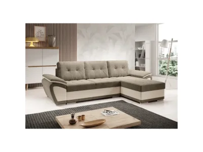 Detail produktu KONDELA Enif Roh P rohová sedačka s rozkladom a úložným priestorom béžová / svetlohnedá