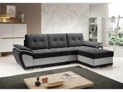 Detail produktu KONDELA Enif Roh P rohová sedačka s rozkladom a úložným priestorom svetlosivá / tmavosivá