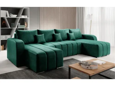 KONDELA Porima U L/P rohová sedačka u s rozkladom smaragdová