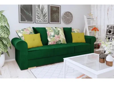 Detail produktu KONDELA Smoky rozkladacia pohovka s úložným priestorom zelená / žltá