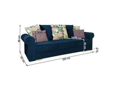 Detail produktu KONDELA Smoky rozkladacia pohovka s úložným priestorom modrá / vzor / ružová