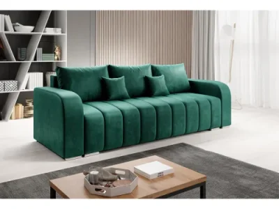 KONDELA Porima rozkladacia pohovka s úložným priestorom smaragdová