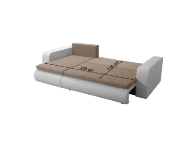 Detail produktu KONDELA Buran Roh P rohová sedačka s rozkladom a úložným priestorom biela / hnedá