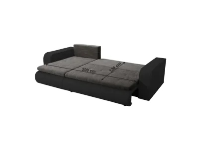 Detail produktu KONDELA Buran Roh L rohová sedačka s rozkladom a úložným priestorom čierna / sivá