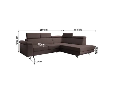 Detail produktu KONDELA Jogi Roh P rohová sedačka s rozkladom a úložným priestorom hnedá / čierna