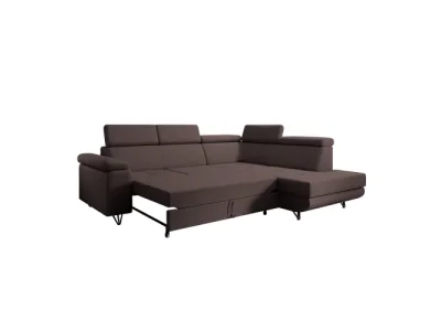 Detail produktu KONDELA Jogi Roh P rohová sedačka s rozkladom a úložným priestorom hnedá / čierna